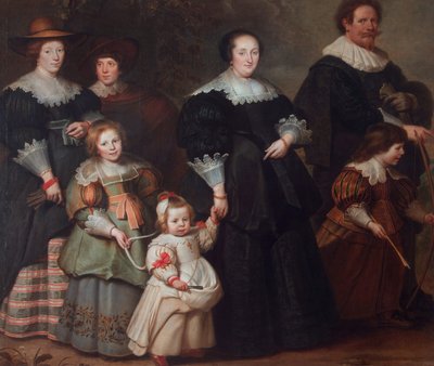 Zelfportret van de kunstenaar met zijn vrouw Suzanne Cock en hun kinderen door Cornelis de Vos